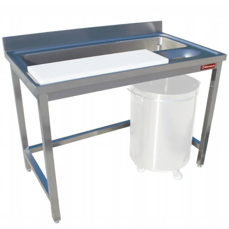 Table de préparation et lavage légumes murale 1 cuve 1070x310x180 mm Authentique