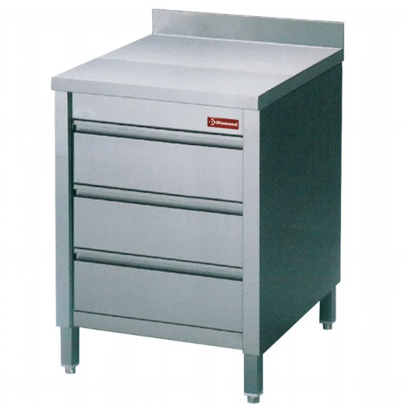 Table sur armoire inox avec 3 tiroirs gn1/1 - 600x700x880/900 mm Achetez Aujourd’hui