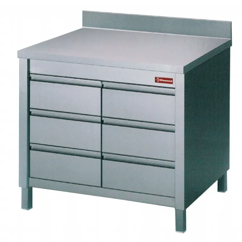 Acheter Direct Table sur armoire inox avec 6 tiroirs gn1/1 - 1000x700x880/900 mm