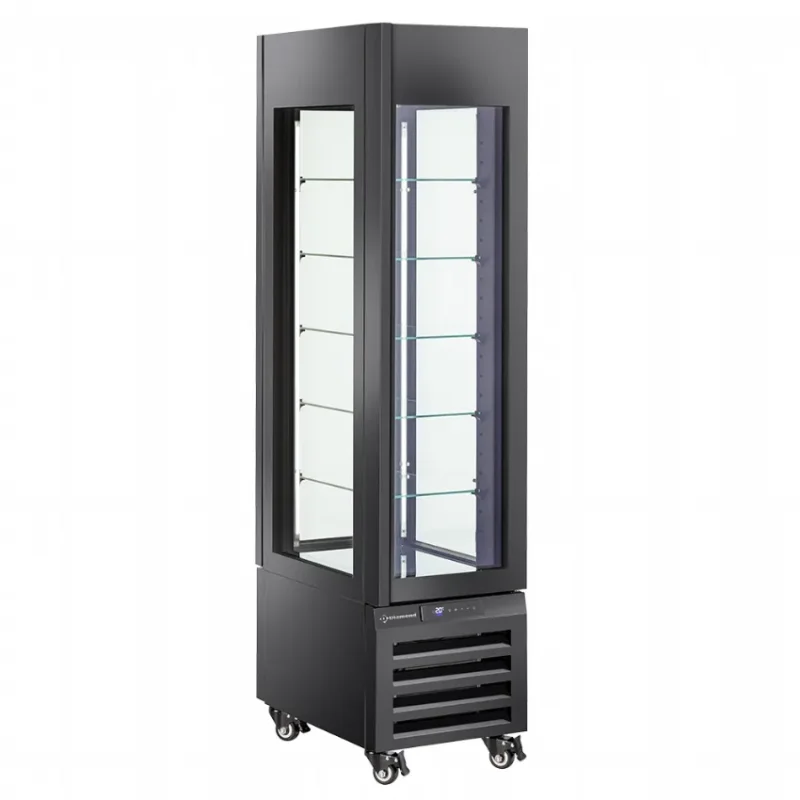 Produit De Marque Vitrine panoramique noire de 260 litres avec 5 niveaux en verre