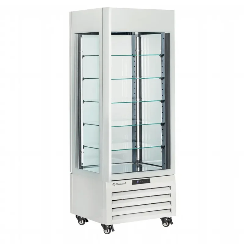 Offre Spéciale Vitrine 4 faces vitrées réfrigérée blanche pour chocolat 5 niveaux - 440 litres