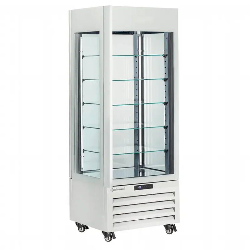 Vitrine panoramique pour pâtisserie blanche avec 5 niveaux - 440 litres Promotion
