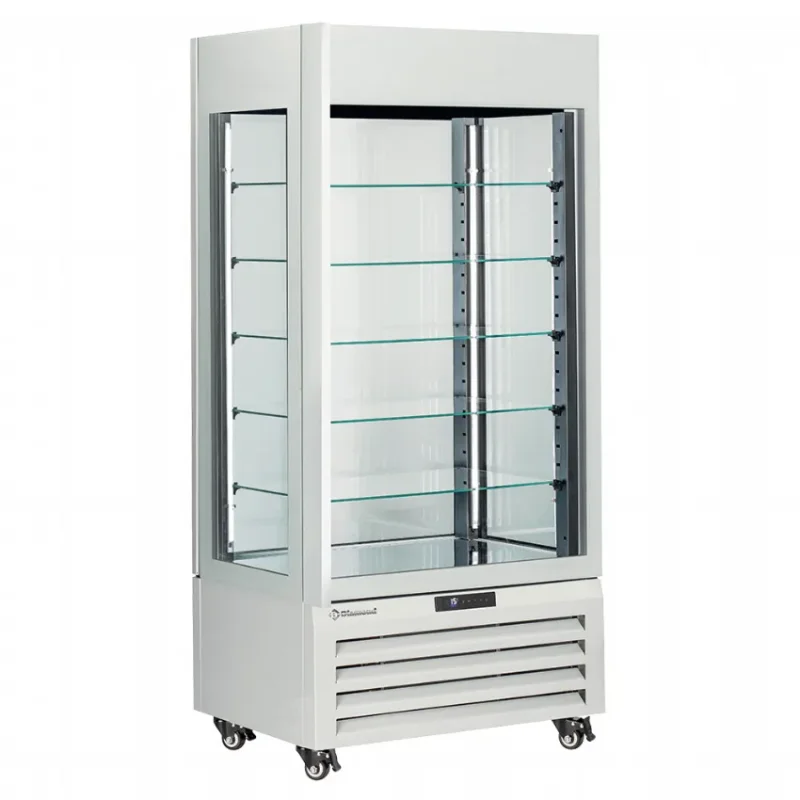 Vitrine 4 faces vitrées blanche pour chocolat avec 5 niveaux - 600 litres Prix Choc
