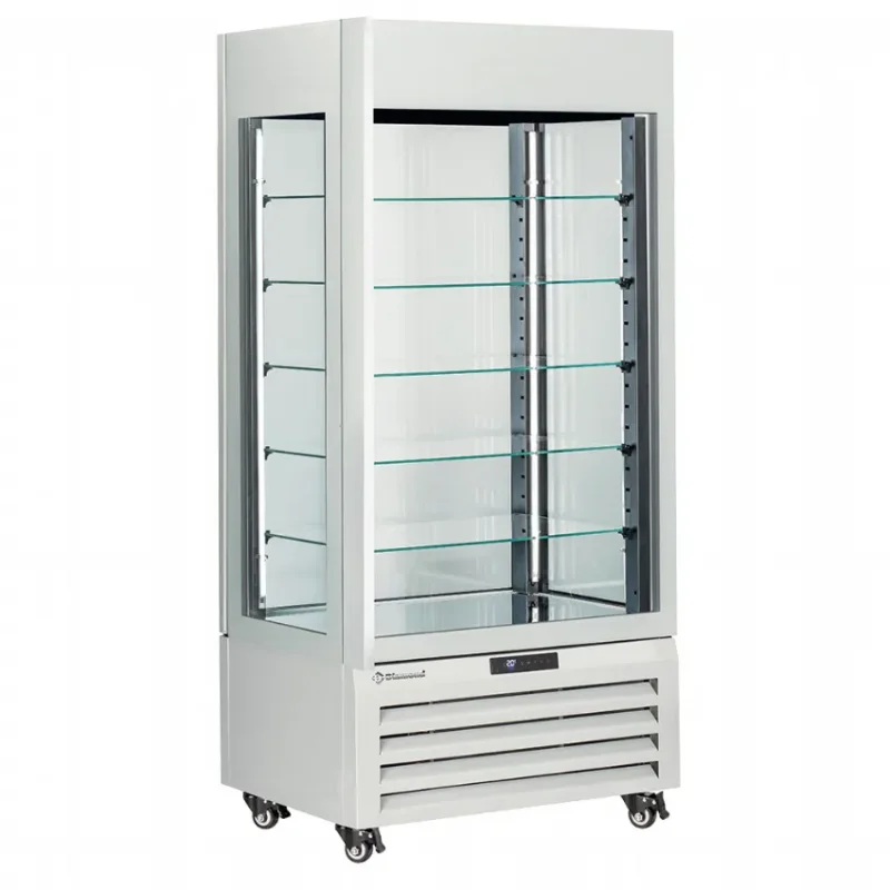Vitrine réfrigérée pâtisserie 4 faces vitrées blanche avec 5 niveaux - 600 litres Acheter Direct