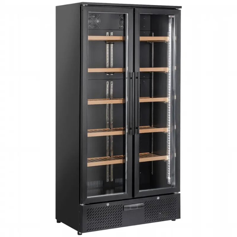 Cave à vins professionnelle noire avec 2 portes vitrées - 460 litres Livraison Gratuite
