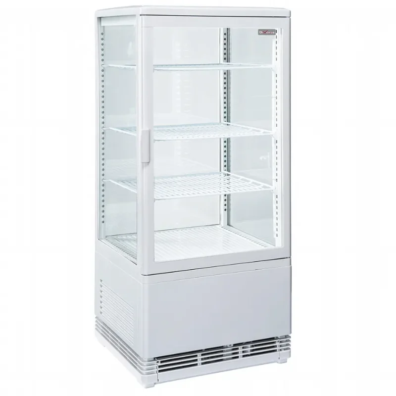 Vitrine 4 faces vitrées de table blanche avec 4 niveaux - 80 litres Bon Plan