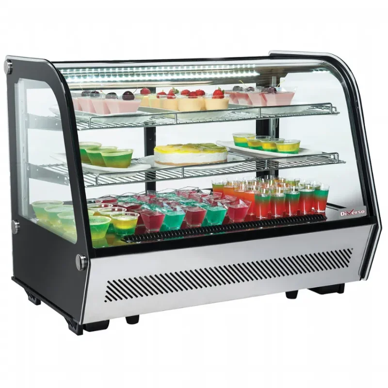 Vitrine réfrigérée à 3 niveaux pour la présentation de boissons et desserts Offre Du Jour