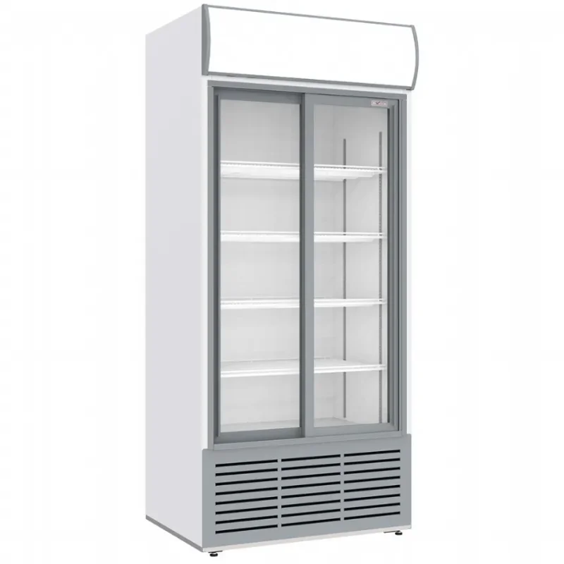 Prix Bas Vitrine murale réfrigérée positive blanche 2 portes coulissantes 783 litres
