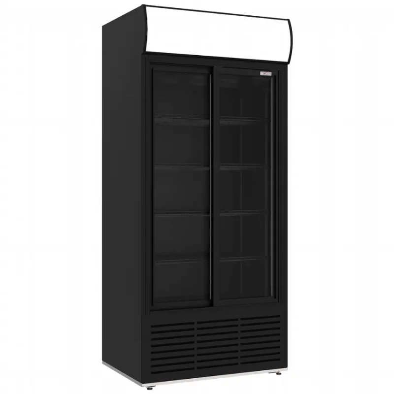 Certifié Vitrine réfrigérée noire murale avec 2 portes coulissantes - 783 litres
