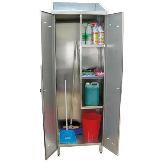 Satisfait Ou Remboursé Armoire produits d’entretien grise 2 portes battantes format 680 x 480 x 2010 mm
