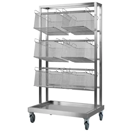 Acheter Direct Chariot de transport inox pour paniers de cuisson et de friture avec 4 roues