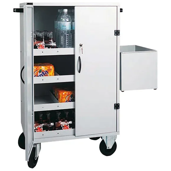 Chariot pour ravitaillement mini-bar inox portes battantes avec 2 niveaux Super Prix