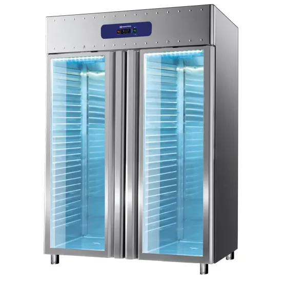 Congélateur inox 2 portes vitrées gn 2/1 température -10/-22°c volume 1400 l Authentique