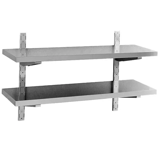 Usine Directe Étagère murale inox double avec consoles 1500 x 400 x 30 mm