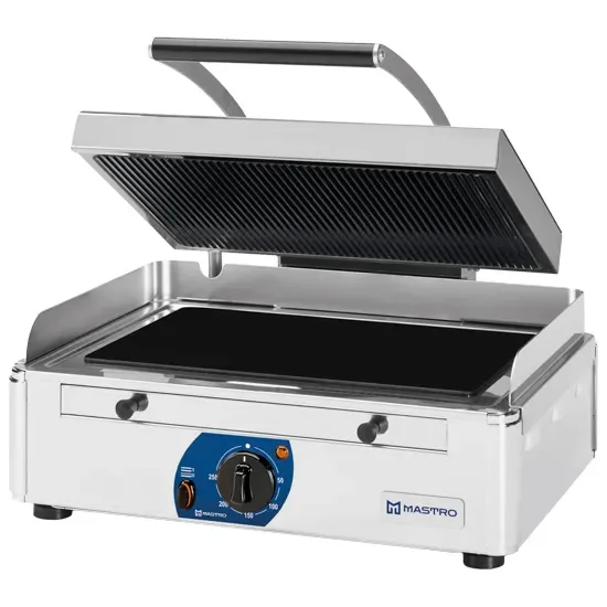 Achat Immédiat Grill de contact vitrocéramique lisse/rainurée avec plaques 340x220 mm