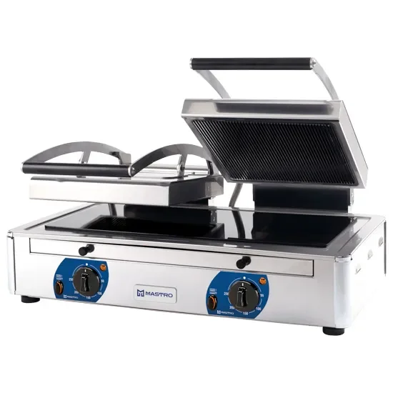 Grill de contact vitrocéramique lisse/rainuré avec surface 640 x 445 x 245 mm Achetez Aujourd’hui