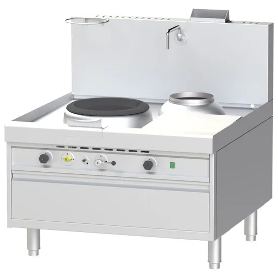 Seulement Aujourd’hui Plan de cuisson wok gaz haut rendement avec 1 brûleur + 1 brûleur soupe puissance 40 kw