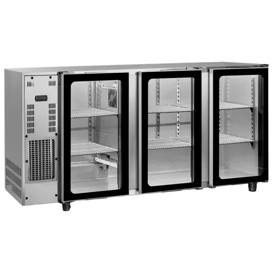 Réfrigérateur bar 3 portes battantes vitrées inox température -2/+8°c et volume 587 l Prix Choc