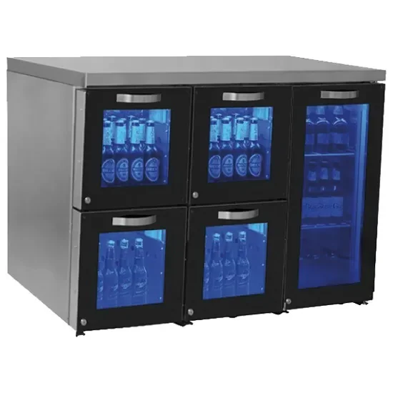 Réfrigérateur bar gauche 1 porte battante vitrée avec 4 tiroirs verre 120 bouteilles Nouvel Arrivage