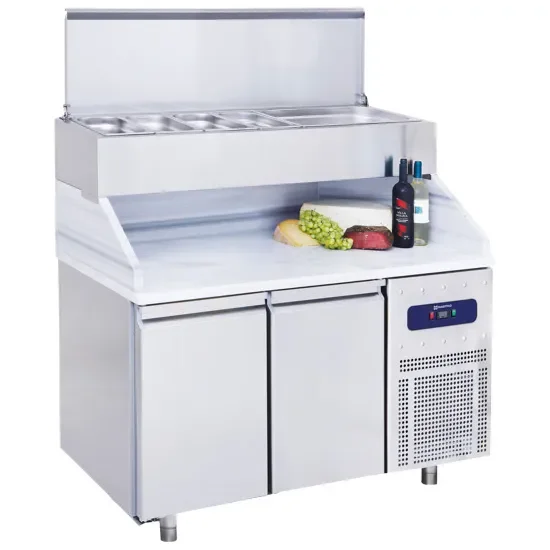 Table à pizza inox 2 portes avec saladette réfrigérée 7x gn 1/3 Vente Directe