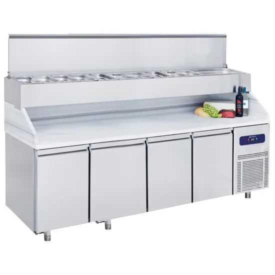 Table à pizza réfrigérée 4 portes gn 1/1 avec saladette 12x gn 1/3 Vente Flash