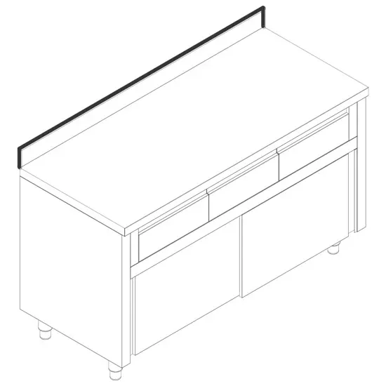 Table armoire neutre inox avec 2 tiroirs et 2 portes coulissantes 1200x600 mm Petit Prix