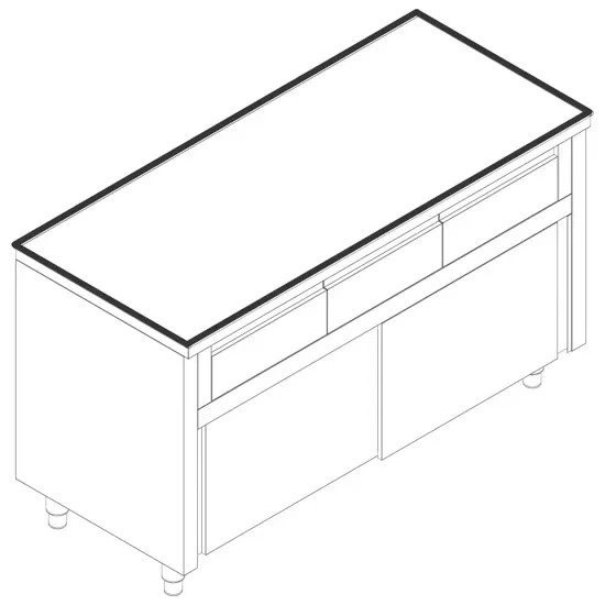Table armoire neutre inox avec 2 tiroirs horizontaux et 2 portes coulissantes 1200 x 600 x 850 mm Dernier Modèle