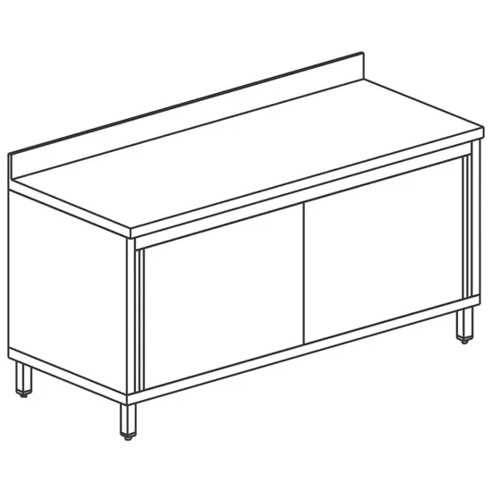 Table armoire neutre inox adossée avec portes coulissantes et dosseret 2000 x 800 x 850 mm Top Vente