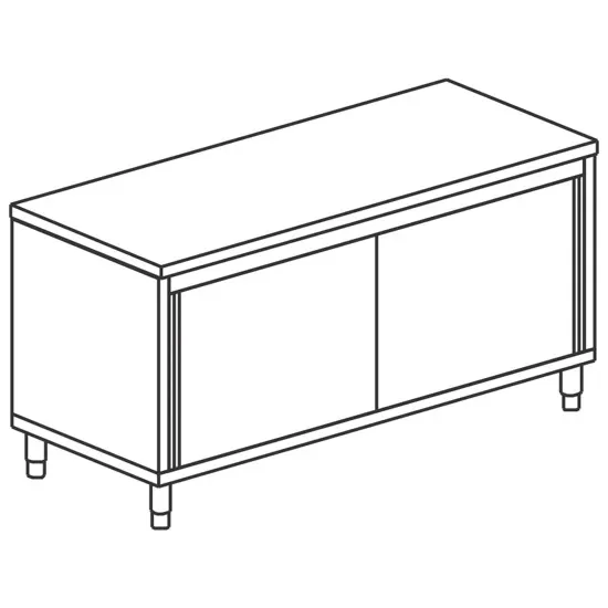 Table armoire neutre inox avec portes coulissantes 900x800 mm sans dosseret Top Vente