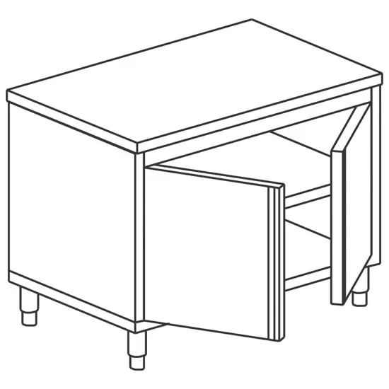 Nouvelle Collection Table armoire neutre inox avec 1 porte battante sans dosseret 700x800 mm