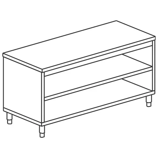 Livraison Gratuite Table armoire neutre ouverte sans dosseret avec étagère 1400x800 mm
