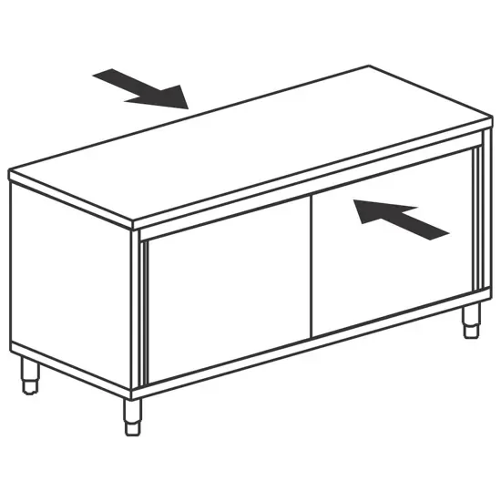 Must-Have Table armoire neutre traversante inox avec portes coulissantes 1300x800 mm