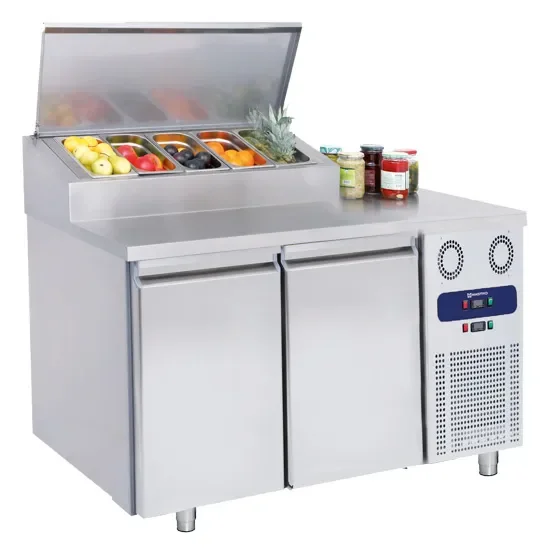 Table de préparation réfrigérée 2 portes gn 1/1 avec 4x gn 1/3 température -2/+8°c Soldes