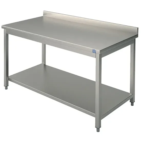 Table de travail inox adossée avec étagère - 1400x800 mm Petit Prix