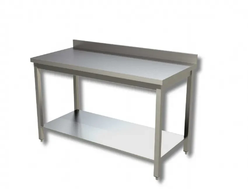 Table de travail inox 430 avec dosseret et tablette inférieure - 1500x700x850 mm Prix Choc