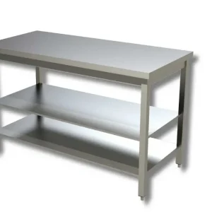 Vente Flash Table de travail inox 430 avec 2 étagères intermédiaires - 1800x700x850 mm
