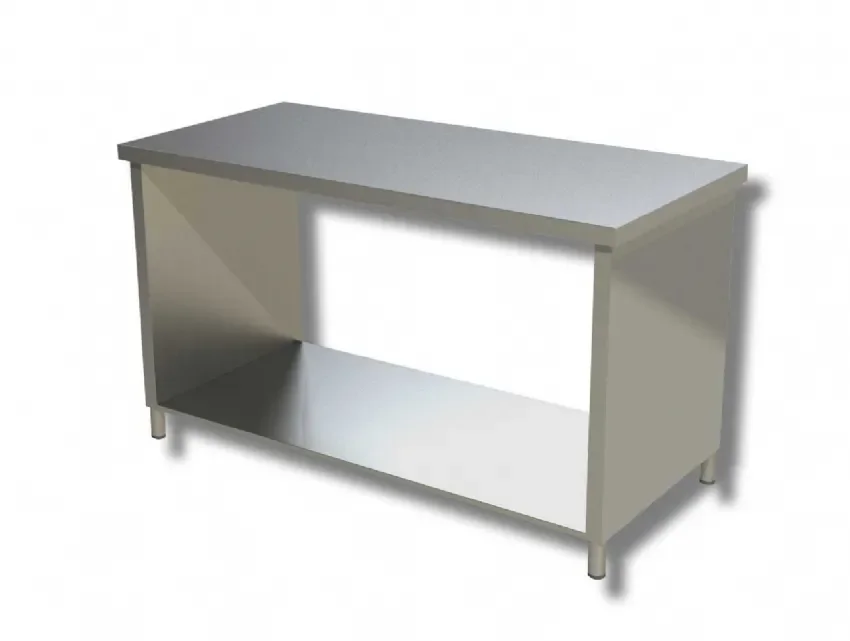 Meuble bas central inox 430 de travail avec tablette inférieure sans fond - 1600x700x850 mm Affaire À Saisir