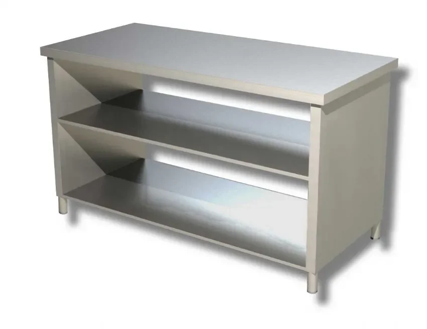 Meuble de travail inox 430 avec 2 tablettes inférieures - 1200x600x850 mm Dernière Chance