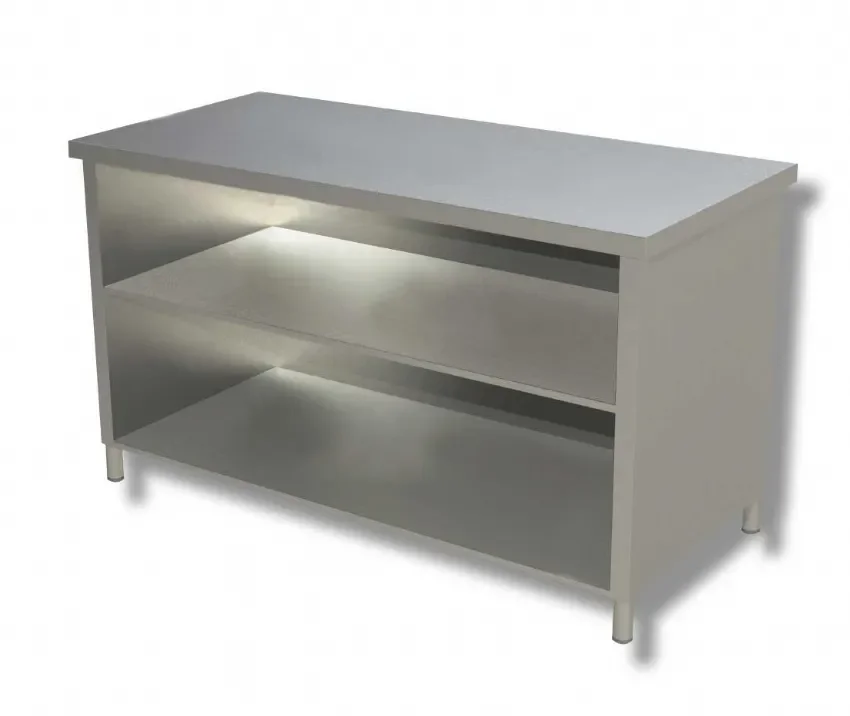 Meuble inox 430 de travail avec 2 étagères inférieures - 1200x700x850 mm Pas Cher