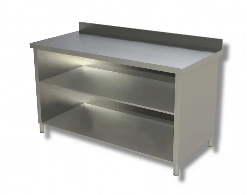 Meuble inox 430 de travail avec 2 étagères inférieures et dosseret - 1900x600x850 mm Affaire À Saisir