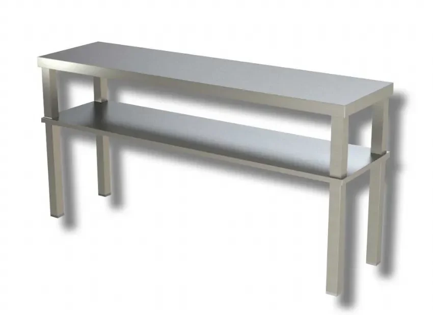 Bon Marché Table de travail inox 430 avec étagère inférieure - 1800x350x700 mm