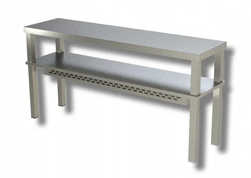 Rampe chauffante en inox 430 avec étagère inférieure - 1600x350x700 mm Petit Prix