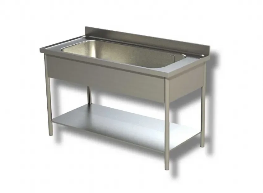 Plonge inox adossée avec 1 bac et 1 étagère inférieure - 1000x600x850 mm Bon Marché