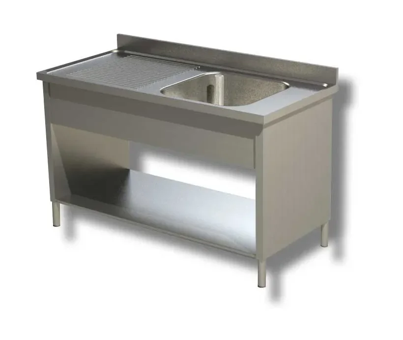 Offre Du Jour Plonge inox adossée 1 bac avec 1 egouttoir à gauche et 1 étagère inférieure - 1400x600x850 mm