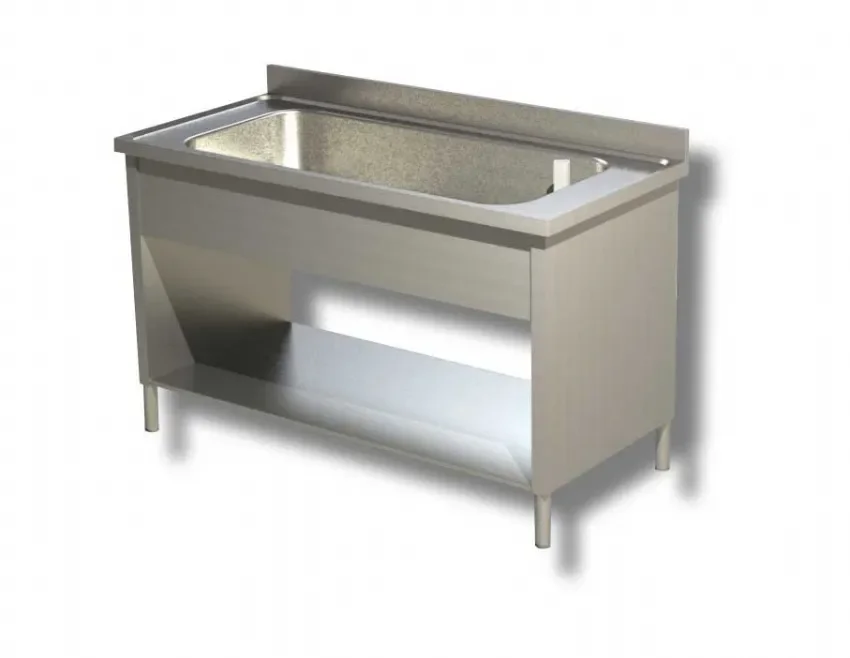 Plonge adossée avec 1 bac et 1 étagère inférieure - 1000x600x850 mm inox Meilleur Choix