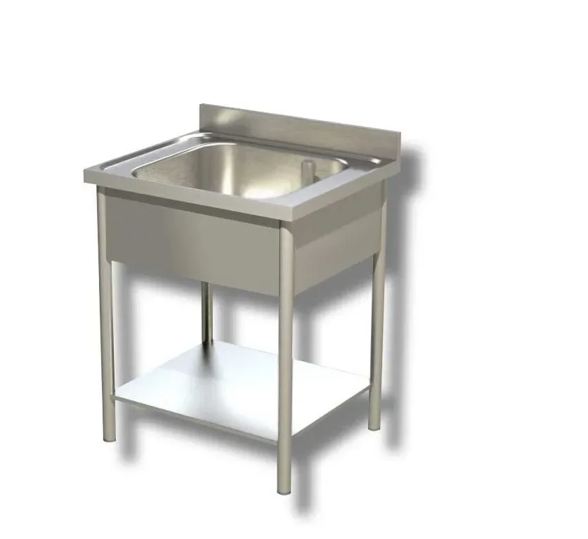 Réduction Plonge inox 1 bac avec 1 étagère inférieure et dosseret - 500x700x850 mm