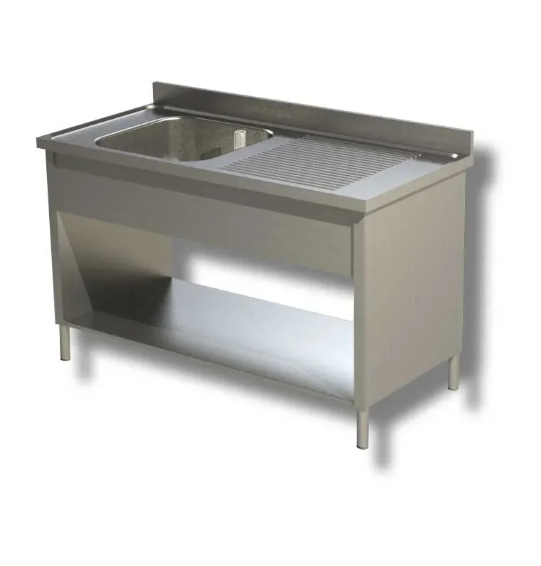 Plonge inox 1 bac 1 étagère inférieure avec egouttoir à droite et dosseret - 1000x700x850 mm Acheter Direct