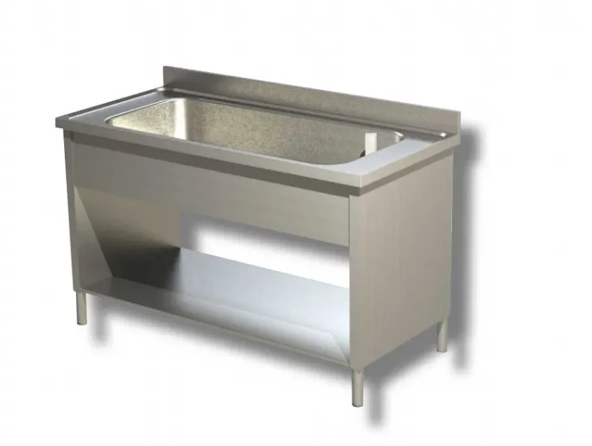 Meilleur Choix Plonge inox 1 bac avec dosseret et 1 tablette basse - 1600x700x850 mm