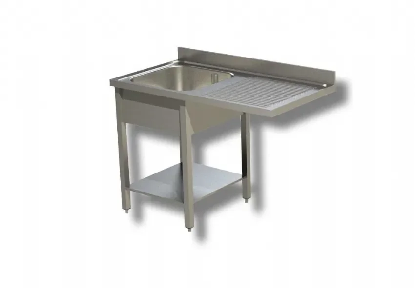 Plonge inox 1 bac avec dosseret et passage lave vaisselle à droite - 1200x600x850 mm Super Prix