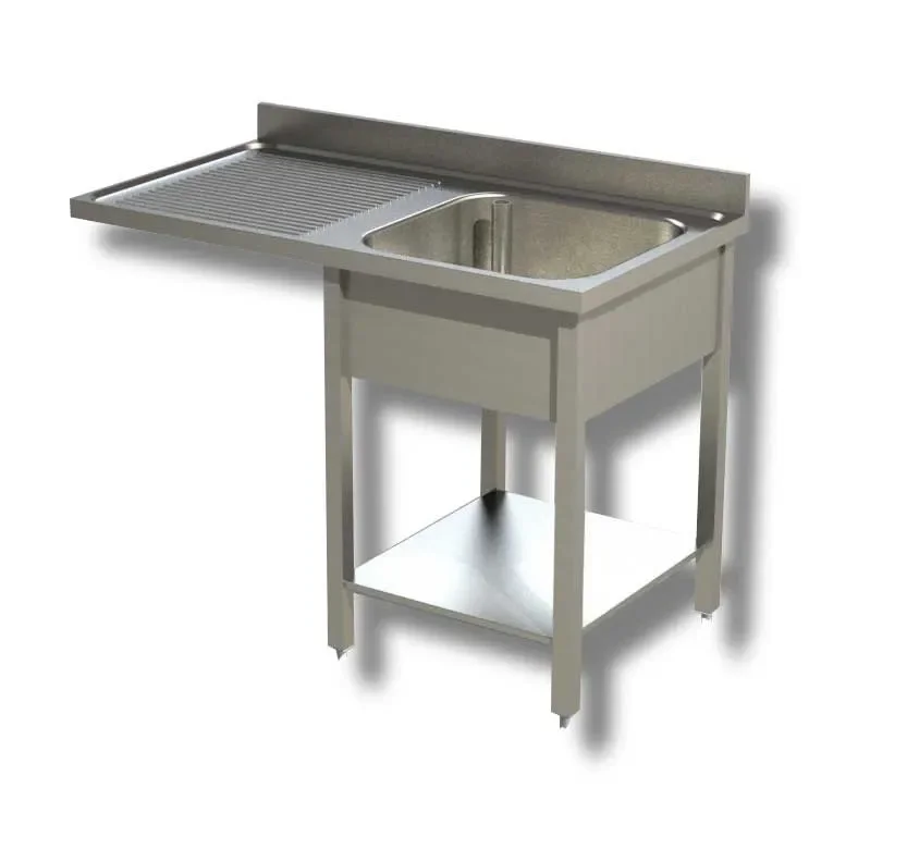 Plonge inox 1 bac avec passage lave vaisselle à gauche et dosseret - 1400x600x850 mm Seulement Aujourd’hui